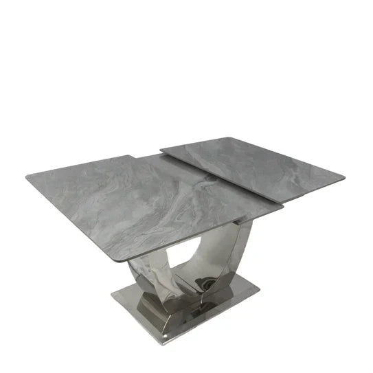 Arial 1.2-1.5m Extending Grey Ceramic Marble Dining Table - Belmont Interiors