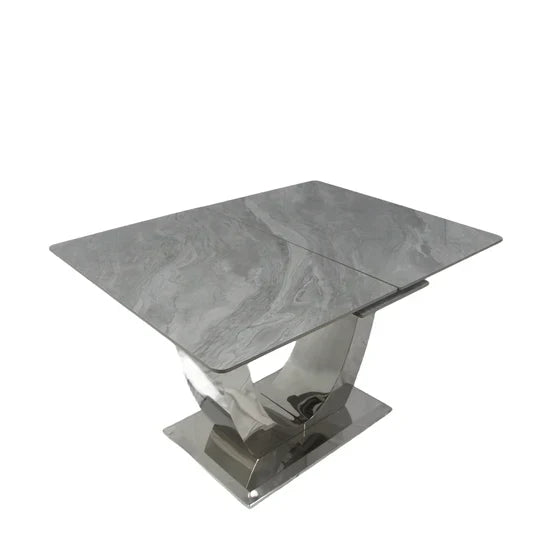 Arial 1.2-1.5m Extending Grey Ceramic Marble Dining Table - Belmont Interiors