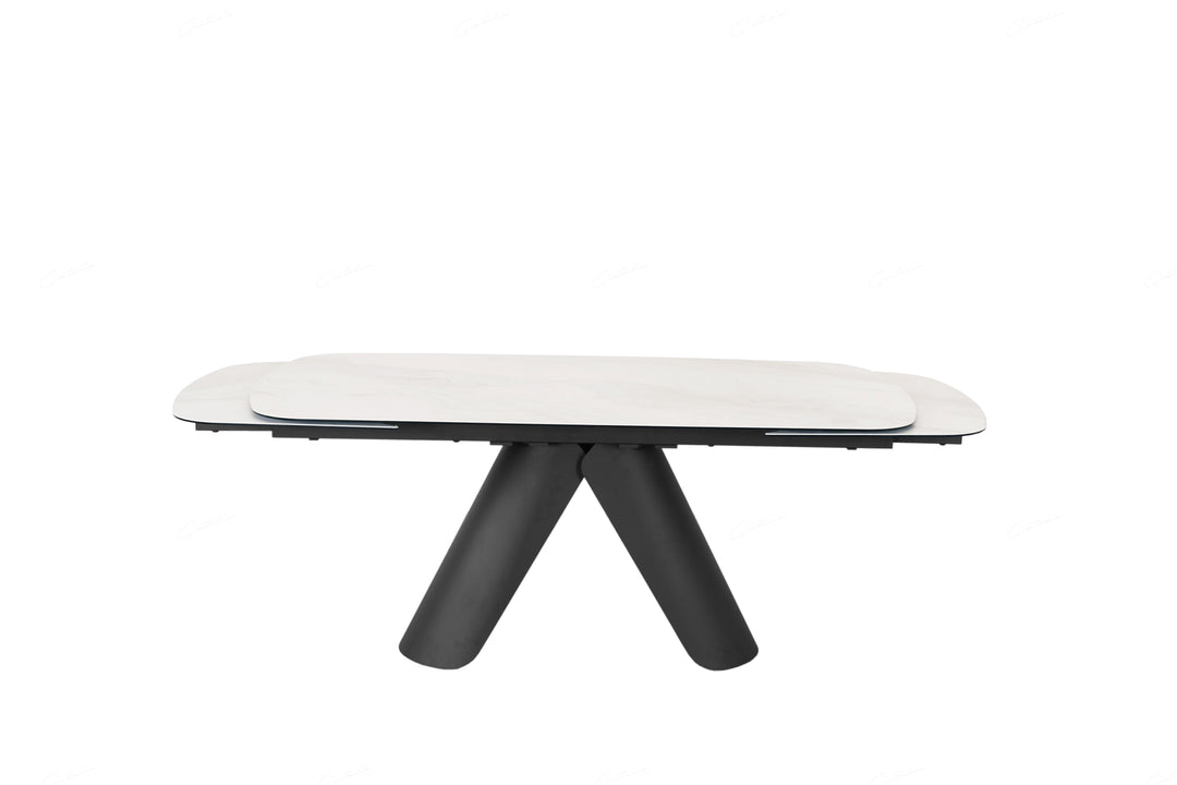 Onyx 180-280cm Italian White Ceramic Marble Side Extending Dining Table - Belmont Interiors