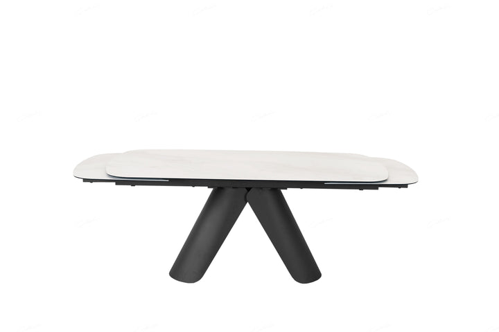 Onyx 180-280cm Italian White Ceramic Marble Side Extending Dining Table - Belmont Interiors
