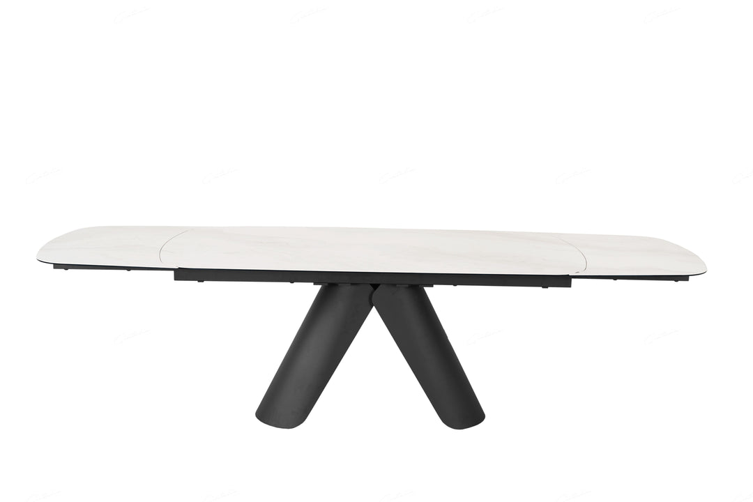 Onyx 180-280cm Italian White Ceramic Marble Side Extending Dining Table - Belmont Interiors