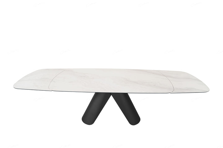 Onyx 180-280cm Italian White Ceramic Marble Side Extending Dining Table - Belmont Interiors
