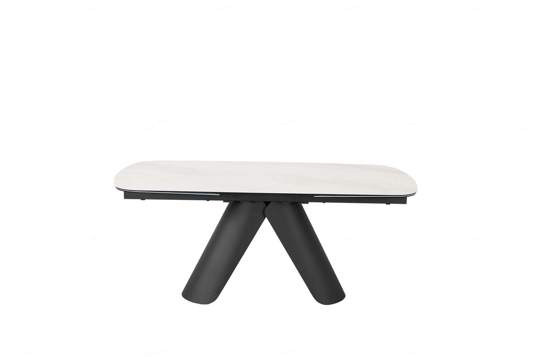 Onyx 180-280cm Italian White Ceramic Marble Side Extending Dining Table - Belmont Interiors