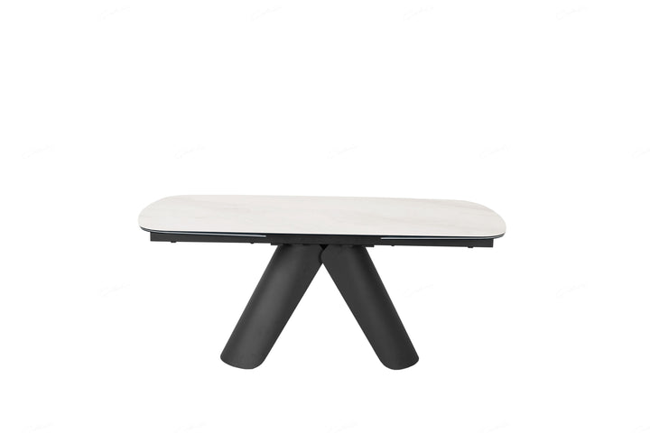 Onyx 180-280cm Italian White Ceramic Marble Side Extending Dining Table - Belmont Interiors