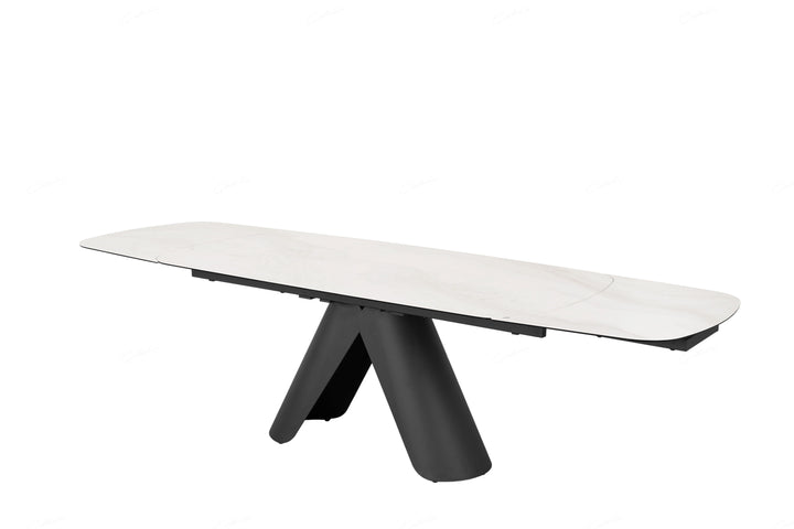 Onyx 180-280cm Italian White Ceramic Marble Side Extending Dining Table - Belmont Interiors