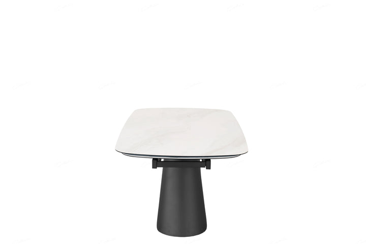 Onyx 180-280cm Italian White Ceramic Marble Side Extending Dining Table - Belmont Interiors