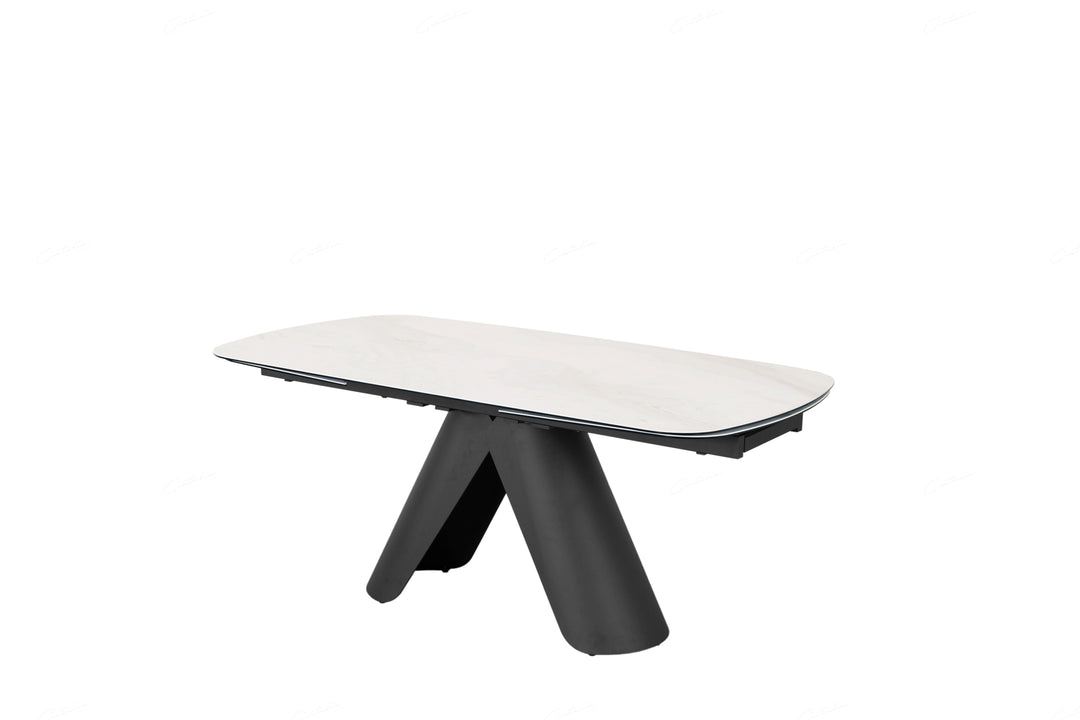 Onyx 180-280cm Italian White Ceramic Marble Side Extending Dining Table - Belmont Interiors
