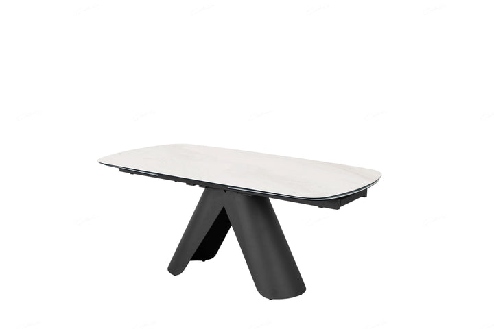 Onyx 180-280cm Italian White Ceramic Marble Side Extending Dining Table - Belmont Interiors