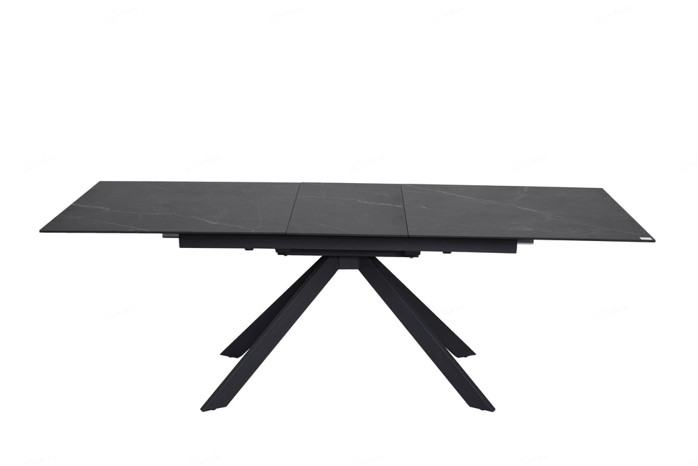 Rossa 180-225cm Black/White Ceramic Marble Extending Dining Table - Belmont Interiors