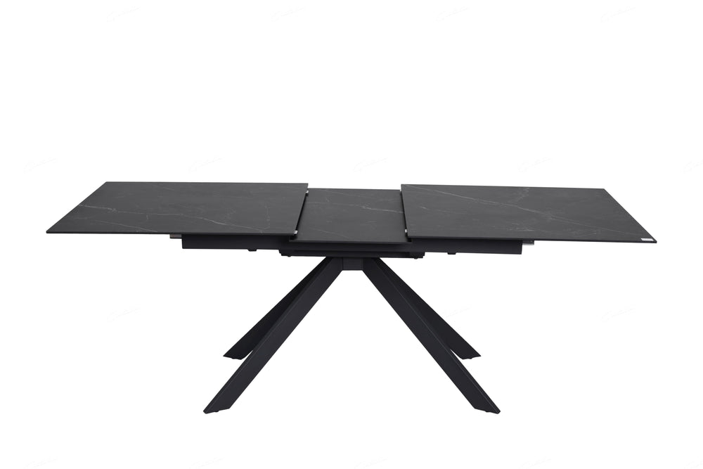 Rossa 180-225cm Black/White Ceramic Marble Extending Dining Table - Belmont Interiors