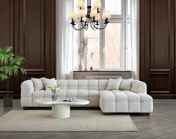 Tribeca Premium Bubble Oatmeal Boucle Corner Sofa - Belmont Interiors