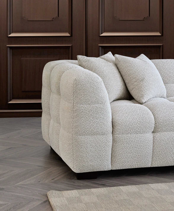 Tribeca Premium Bubble Oatmeal Boucle Corner Sofa - Belmont Interiors