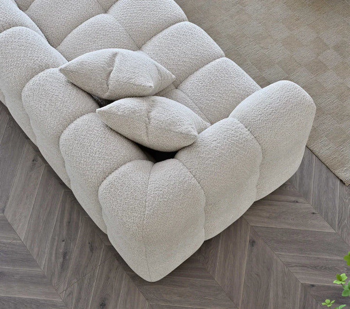 Tribeca Premium Bubble Oatmeal Boucle Corner Sofa - Belmont Interiors