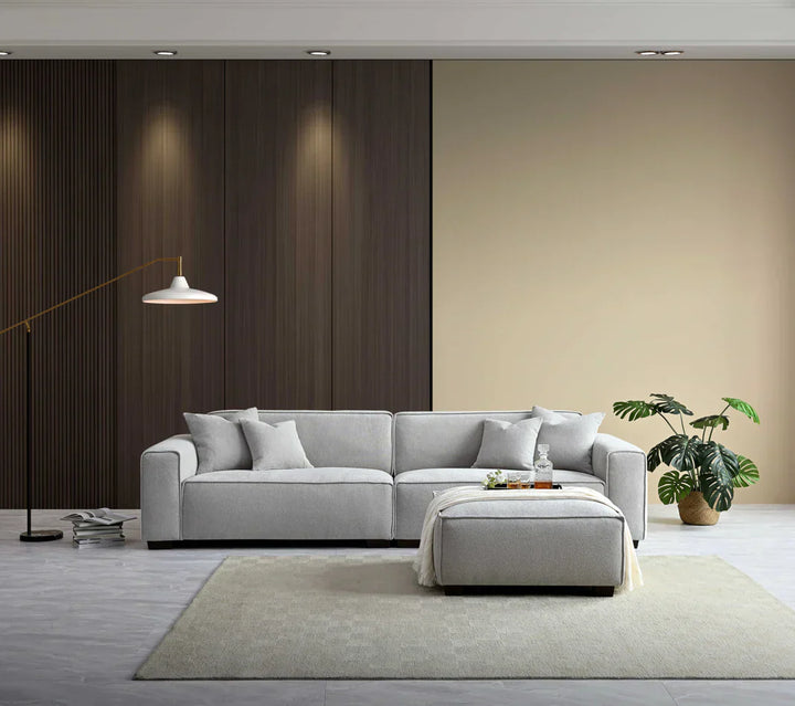 The Dakota Pebble Boucle 4 Seater With Chaise Premium Sofa Pebble Boucle Fabric - Belmont Interiors