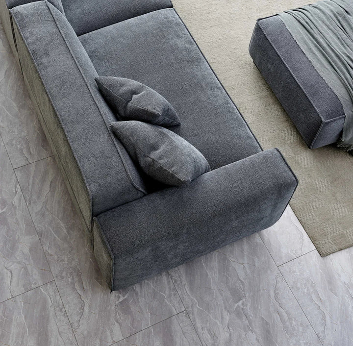 The Dakota Charcoal Grey Boucle 4 Seater With Chaise Premium Sofa Charcoal Boucle Fabric - Belmont Interiors