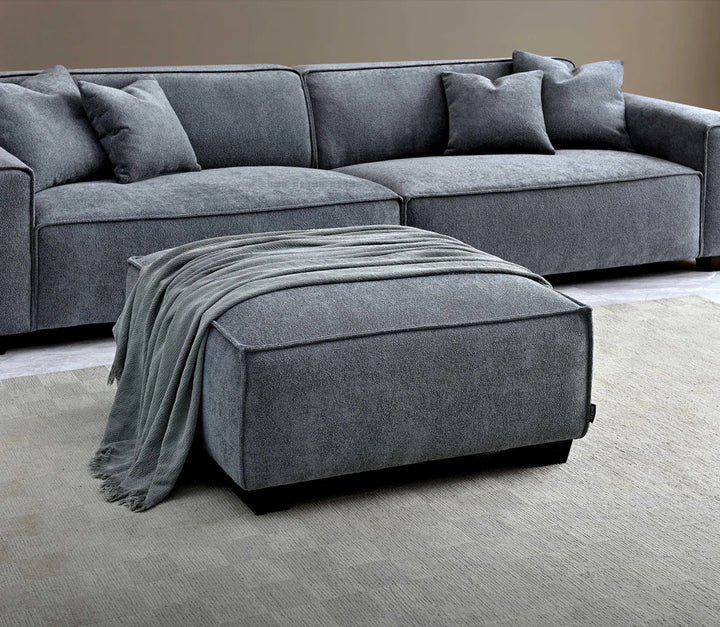 The Dakota Charcoal Grey Boucle 4 Seater With Chaise Premium Sofa Charcoal Boucle Fabric - Belmont Interiors