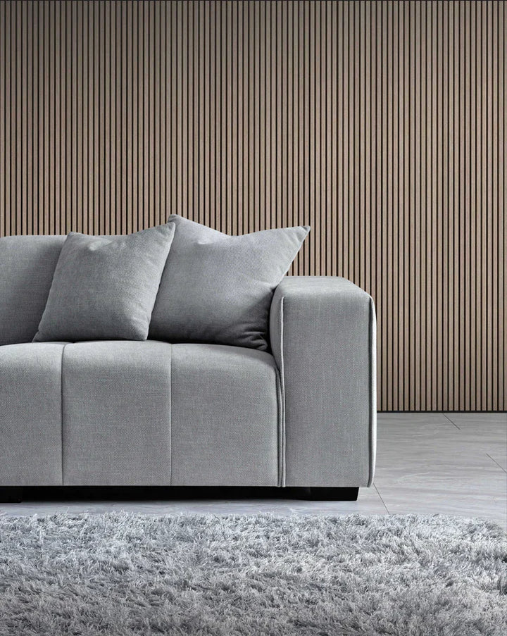 The Leonard Cloudy Grey Boucle Left Hand Corner Premium Sofa Cloudy Grey Boucle Fabric - Belmont Interiors