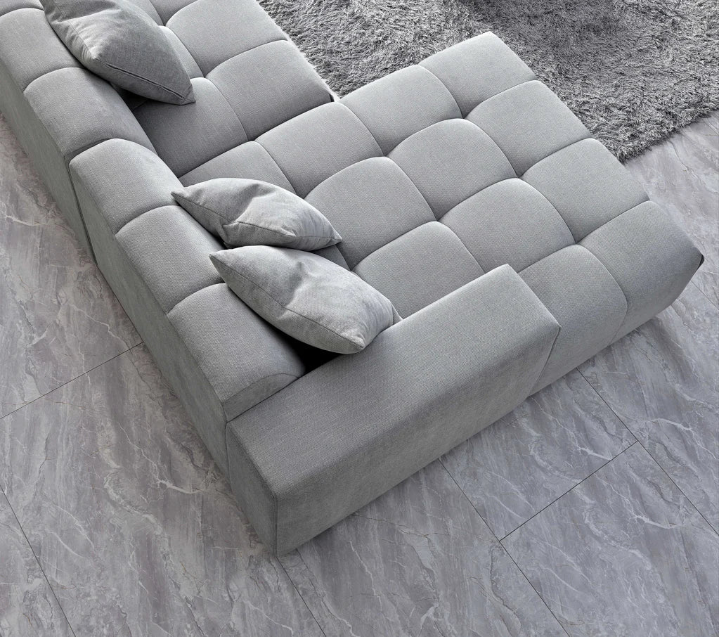 The Leonard Cloudy Grey Boucle Left Hand Corner Premium Sofa Cloudy Grey Boucle Fabric - Belmont Interiors