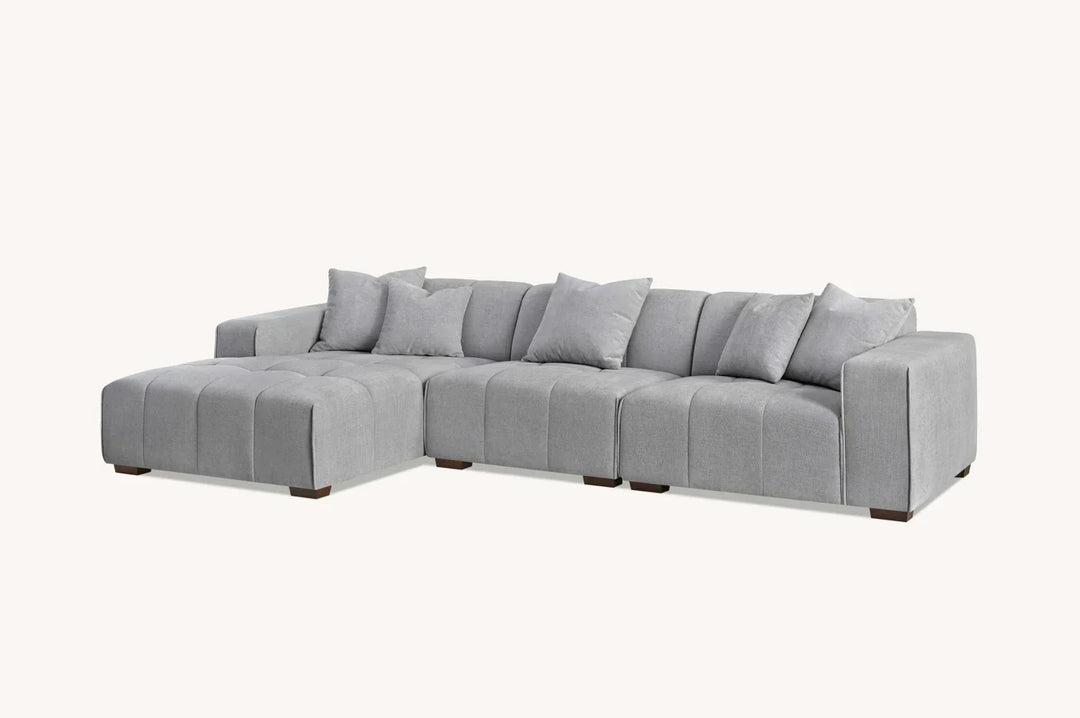 The Leonard Cloudy Grey Boucle Left Hand Corner Premium Sofa Cloudy Grey Boucle Fabric - Belmont Interiors