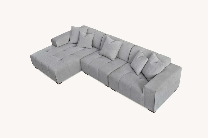 The Leonard Cloudy Grey Boucle Left Hand Corner Premium Sofa Cloudy Grey Boucle Fabric - Belmont Interiors