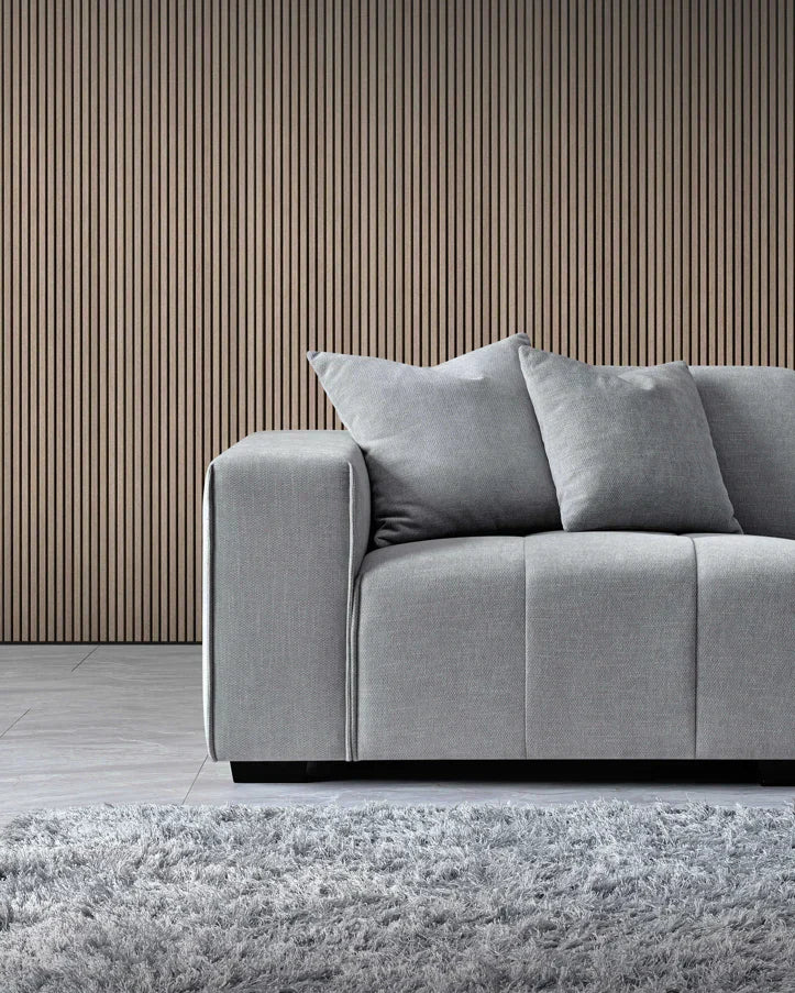 The Leonard Cloudy Grey Boucle Right Hand Corner Premium Sofa Cloudy Grey Boucle Fabric - Belmont Interiors