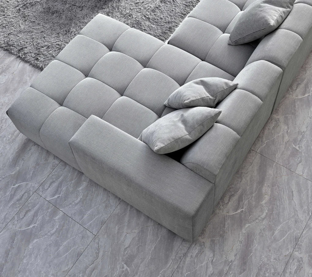 The Leonard Cloudy Grey Boucle Right Hand Corner Premium Sofa Cloudy Grey Boucle Fabric - Belmont Interiors