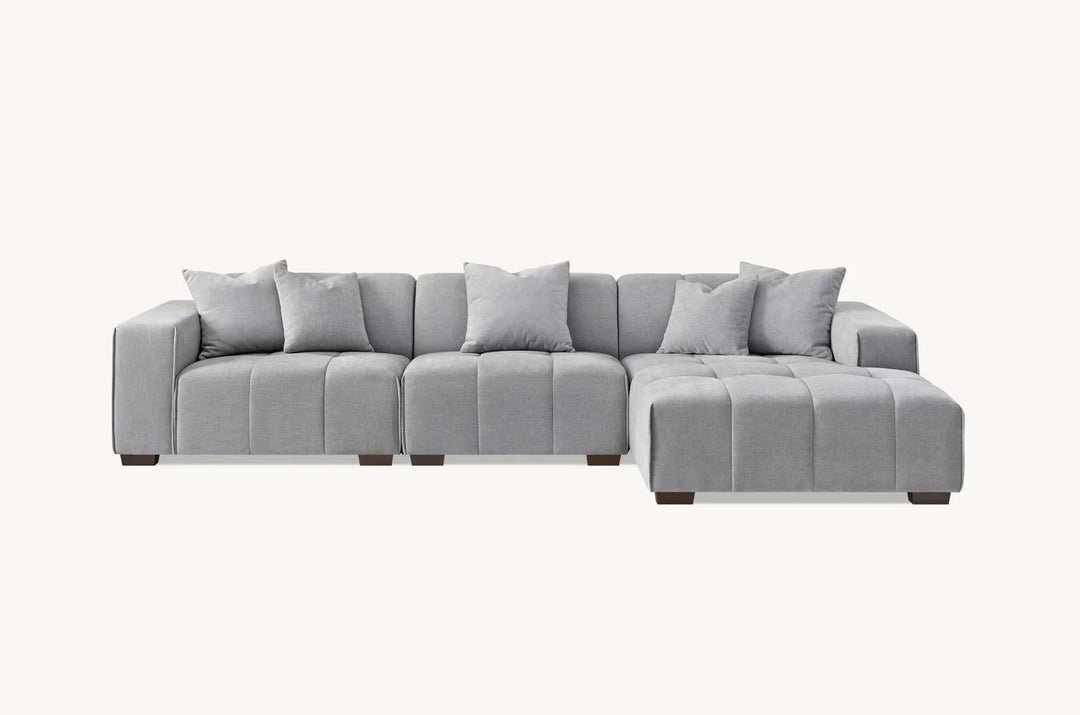 The Leonard Cloudy Grey Boucle Right Hand Corner Premium Sofa Cloudy Grey Boucle Fabric - Belmont Interiors