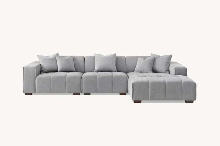 The Leonard Cloudy Grey Boucle Right Hand Corner Premium Sofa Cloudy Grey Boucle Fabric - Belmont Interiors