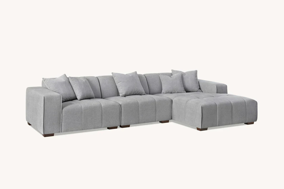 The Leonard Cloudy Grey Boucle Right Hand Corner Premium Sofa Cloudy Grey Boucle Fabric - Belmont Interiors