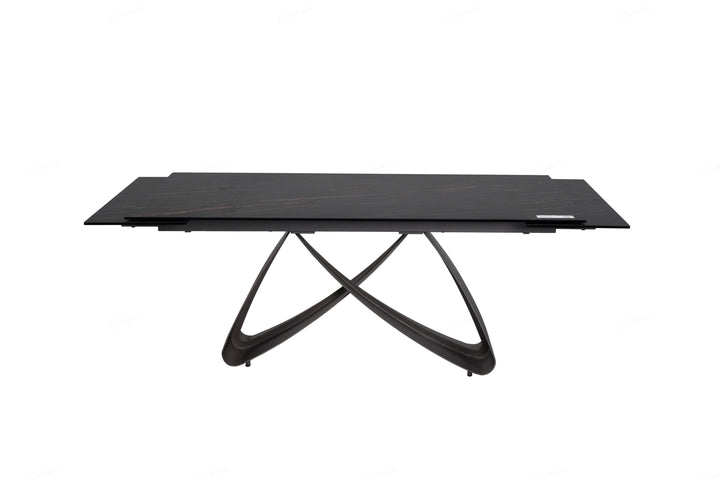 Serenti 180-260cm Italian Black/Gold Ceramic Marble Side Extending Dining Table - Belmont Interiors