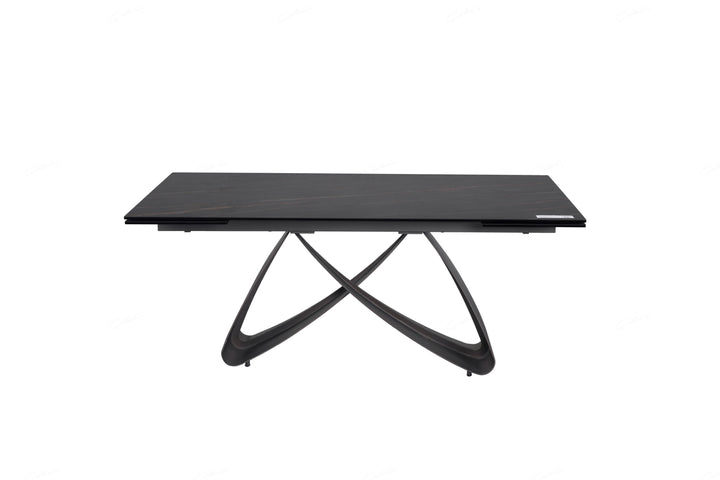 Serenti 180-260cm Italian Black/Gold Ceramic Marble Side Extending Dining Table - Belmont Interiors