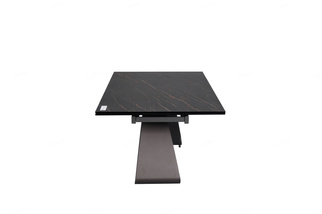 Serenti 180-260cm Italian Black/Gold Ceramic Marble Side Extending Dining Table - Belmont Interiors