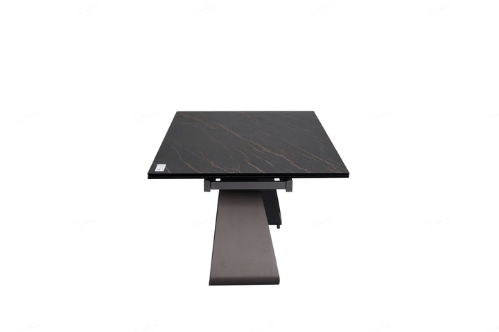 Serenti 180-260cm Italian Black/Gold Ceramic Marble Side Extending Dining Table - Belmont Interiors