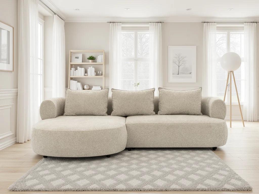 The Pebble Beige Cruved Corner Sofa