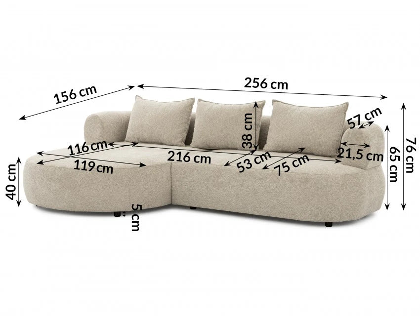 The Pebble Beige Cruved Corner Sofa