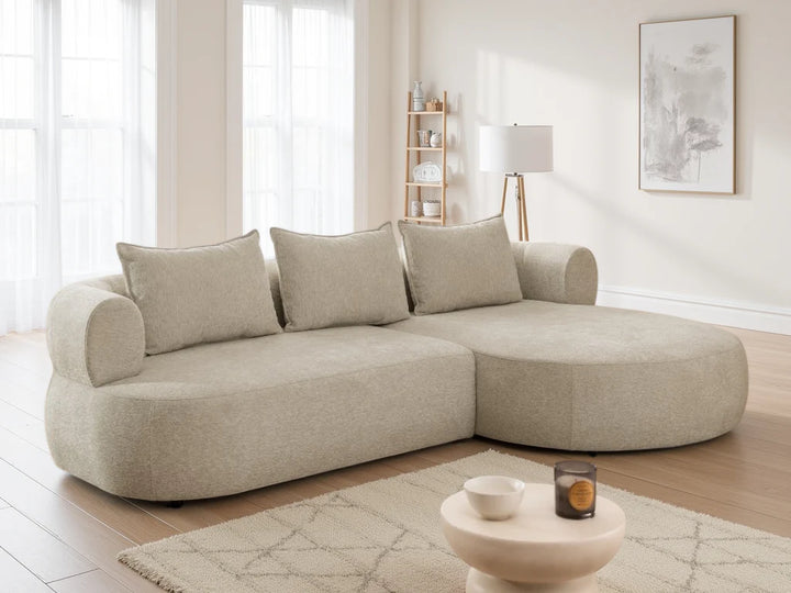 The Pebble Beige Cruved Corner Sofa