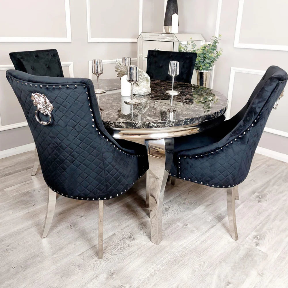 Round marble dining online table for 8