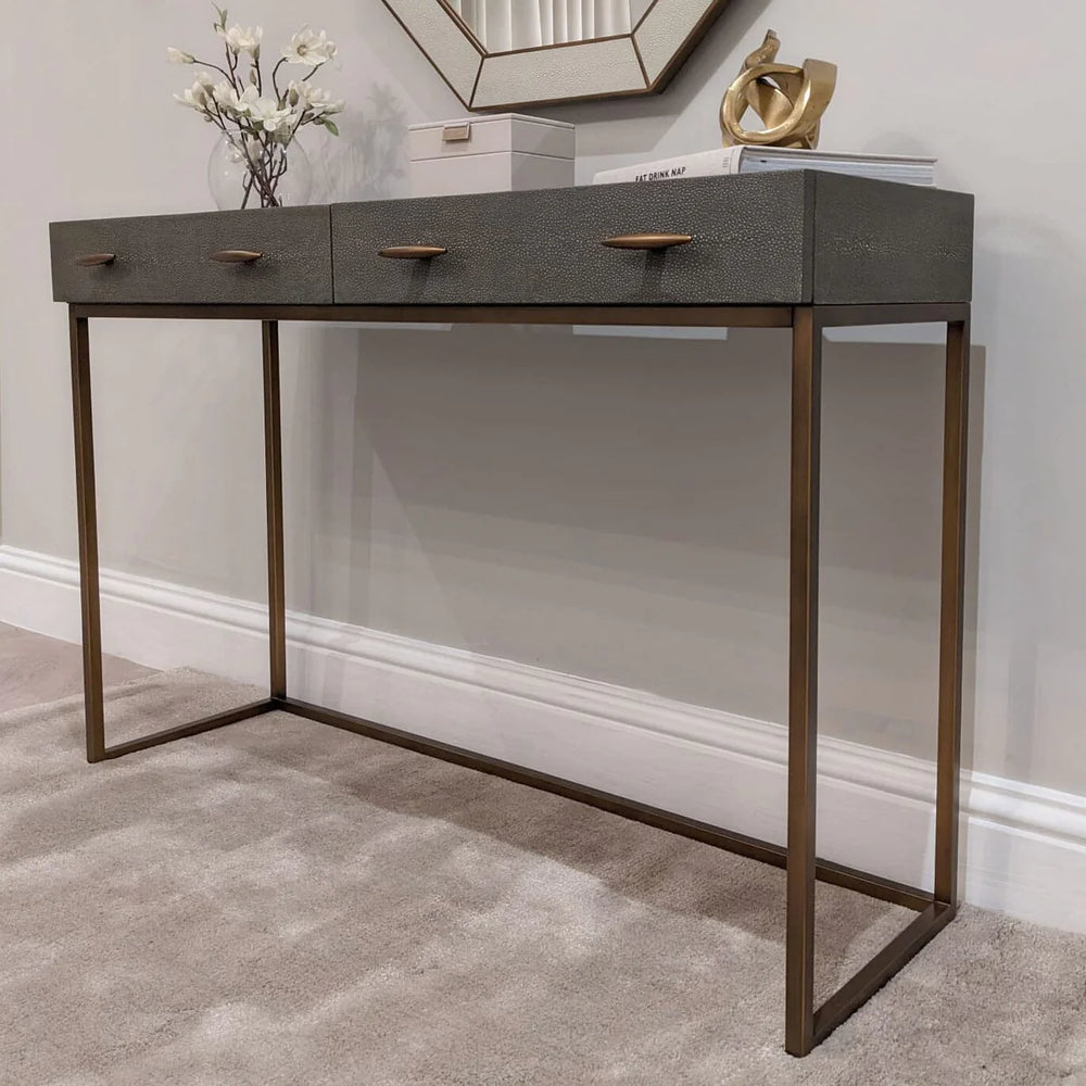 DI Designs Hampton Console - Grey Shagreen - Belmont Interiors