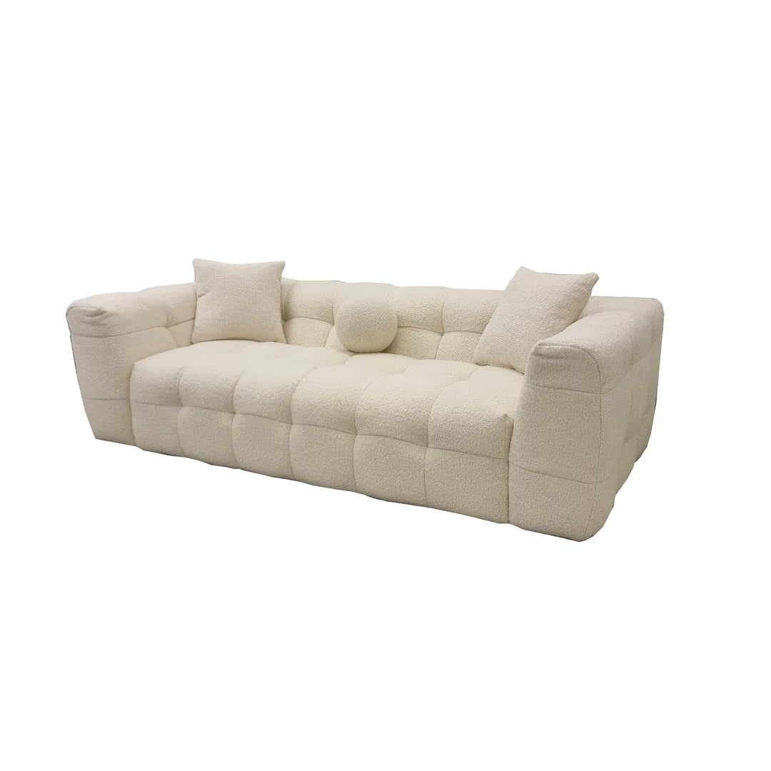 Boucle Square Bubble Sofa in Ivory-Sofas-ASR-Belmont Interiors
