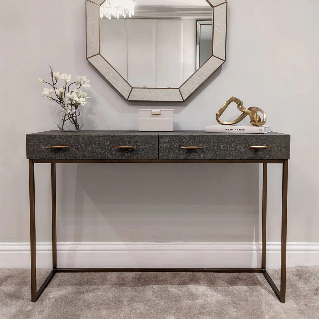 DI Designs Hampton Console - Grey Shagreen - Belmont Interiors