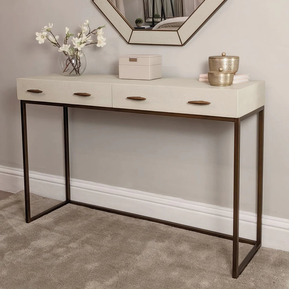 DI Designs Hampton Console in Ivory Shagreen - Belmont Interiors