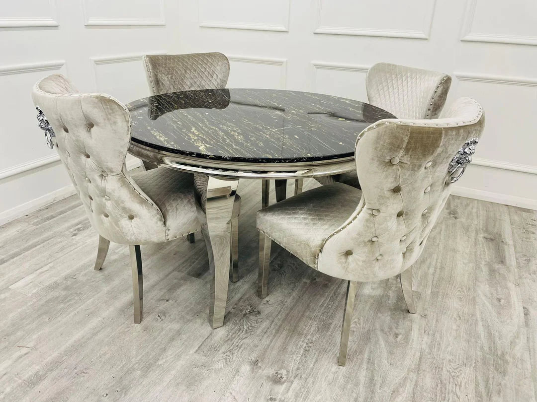 Louis 130cm Round Marble Glass Dining Table in 8 Colours