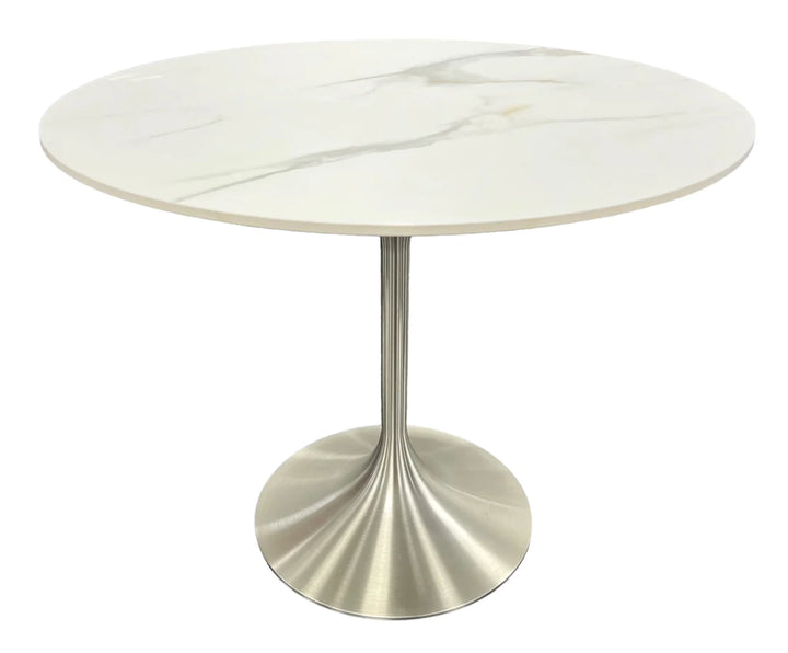 Bentley 90cm Ceramic Round Table (Chrome) - Belmont Interiors