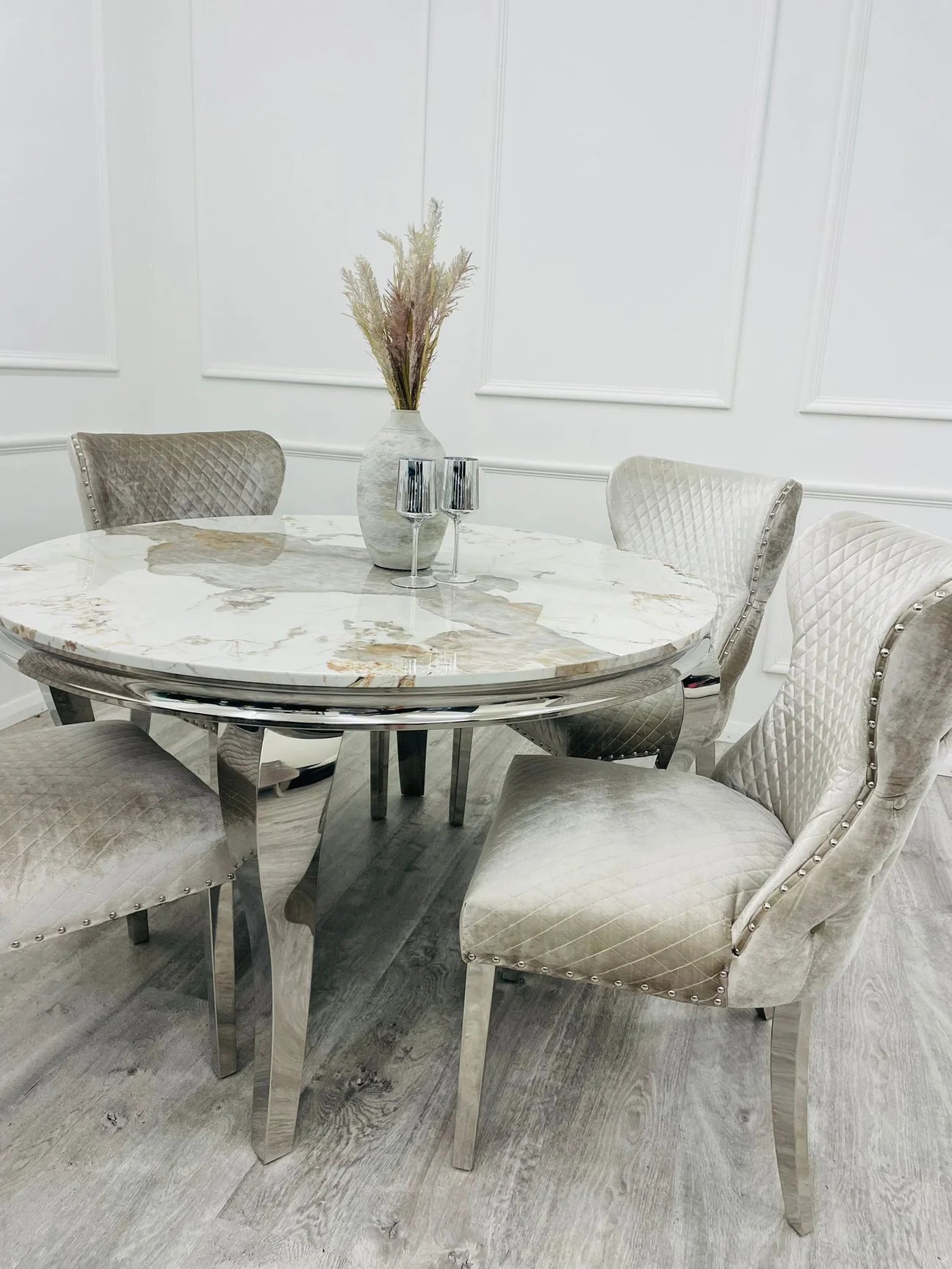 Round marble dining online table for 8