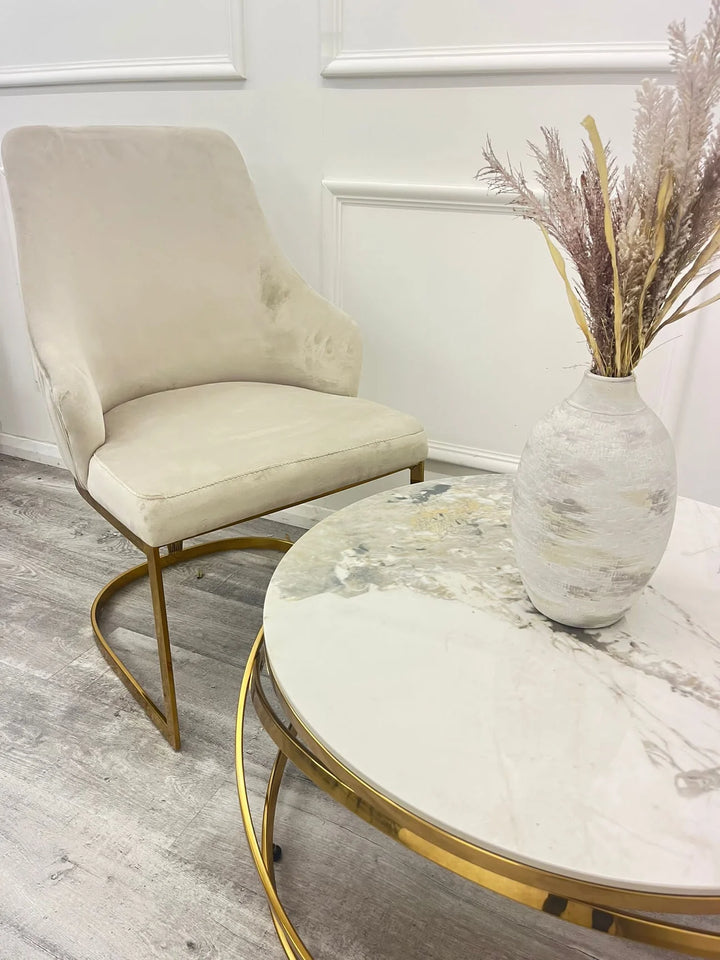 Spiro 80cm Round Gold Coffee Table - Belmont Interiors