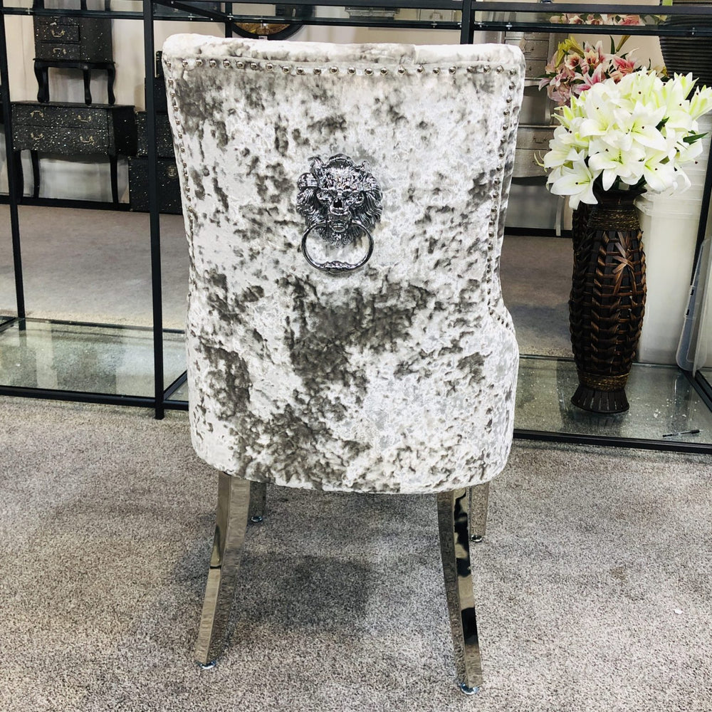 Majestic Crushed Velvet Silver Dining Chair - Belmont Interiors