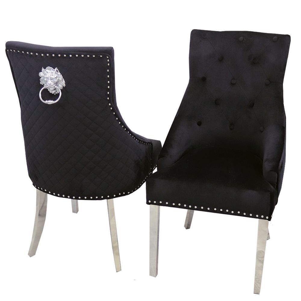 Arturo 180cm Marble Dining Table + Lion Knocker Quilted Dining Chairs - Belmont Interiors