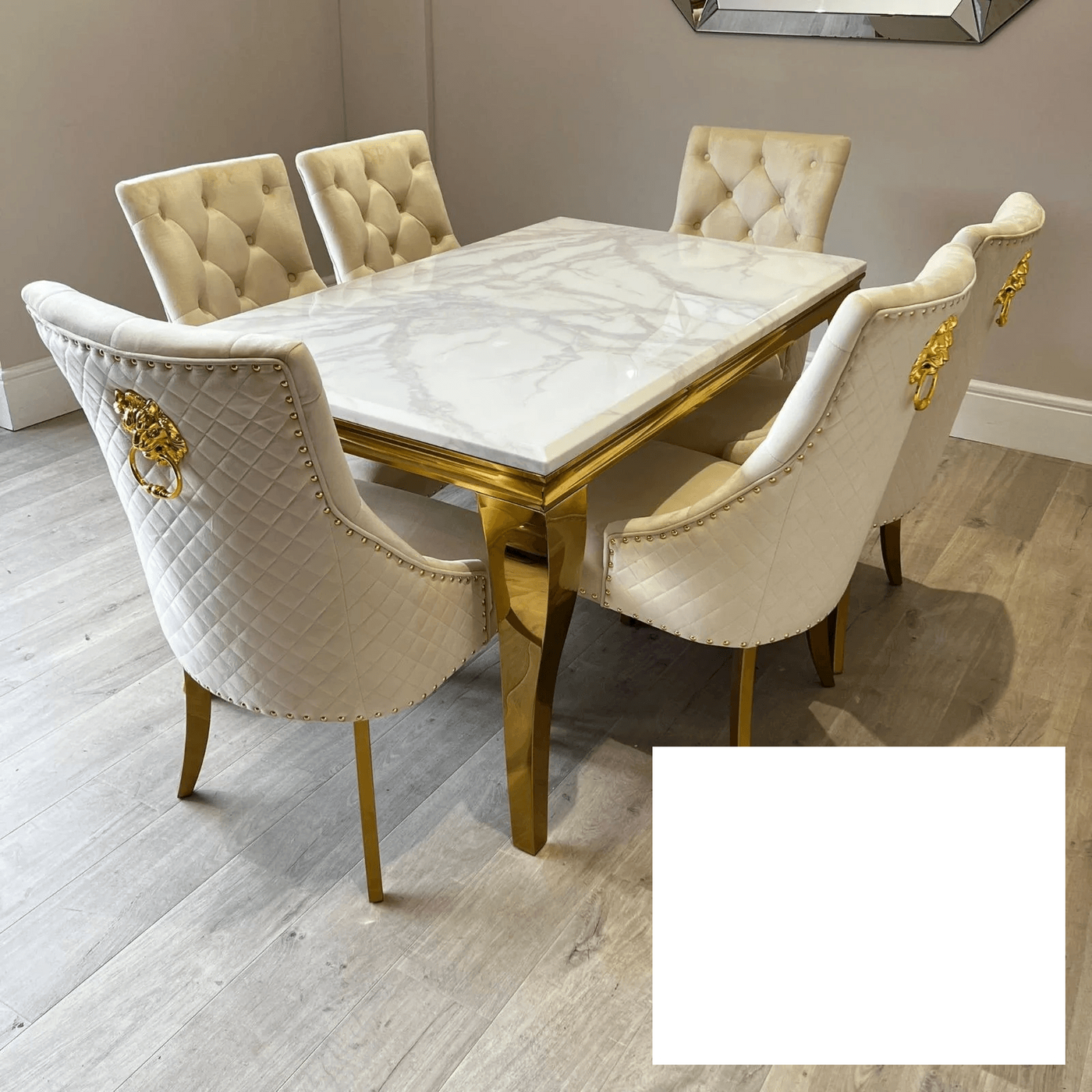 Gold and white marble dining table deals