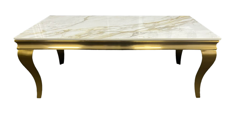Louis Gold Ceramic Marble 120cm Coffee Table - Belmont Interiors