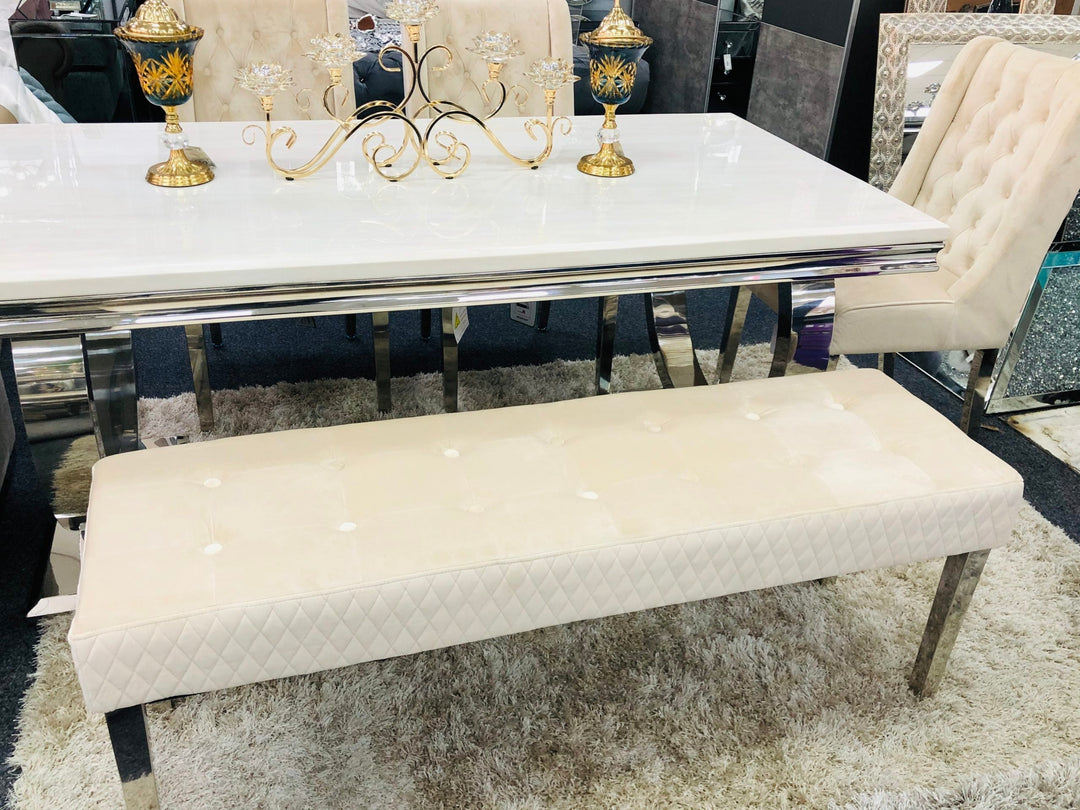 Majestic Mink Quilted Plush Velvet 140cm Bench - Belmont Interiors
